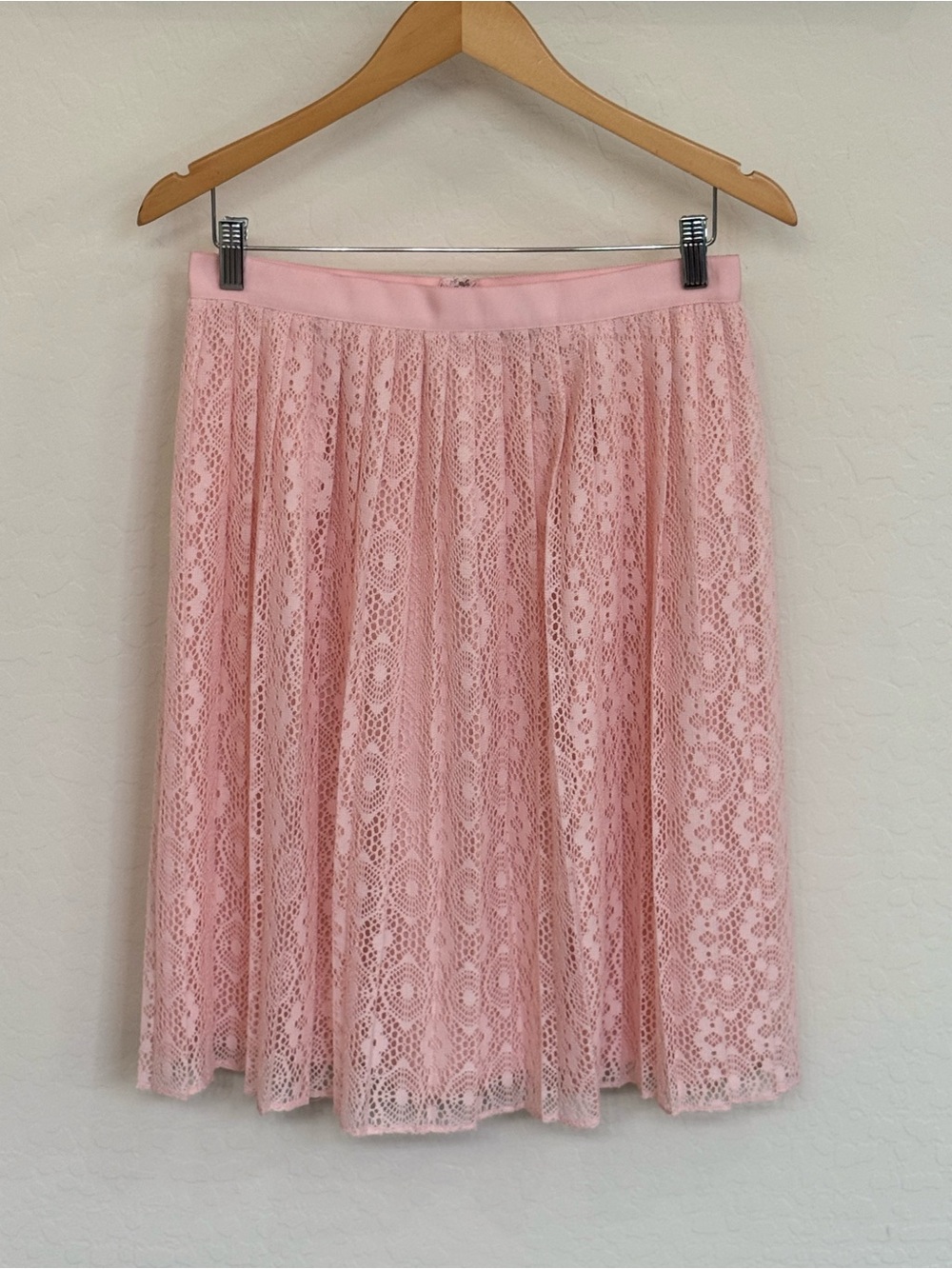 Chelsea28 Blush Pink Pleated Lace A-Line Midi Skirt Size S Lined